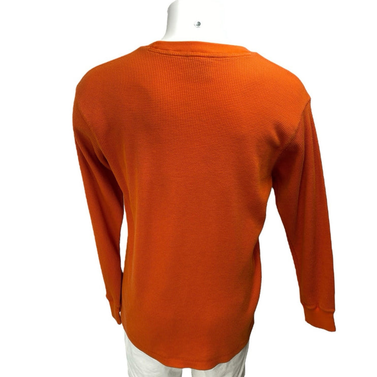 Steve & Barry's Men's Orange Waffle Knit Long Sleeve Sweatshirt Sweater Top Sz L
