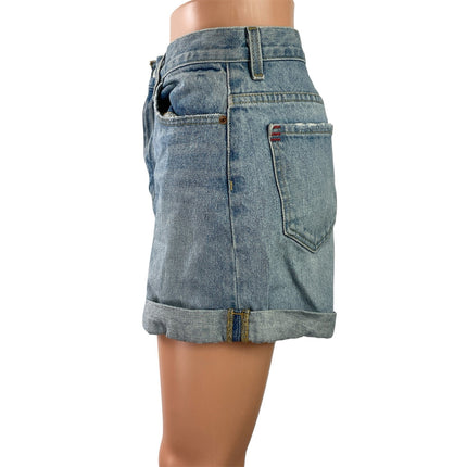 Urban Outfitters BDG Blue High Waisted Light Wash Cuffed Denim Jeans Shorts 28