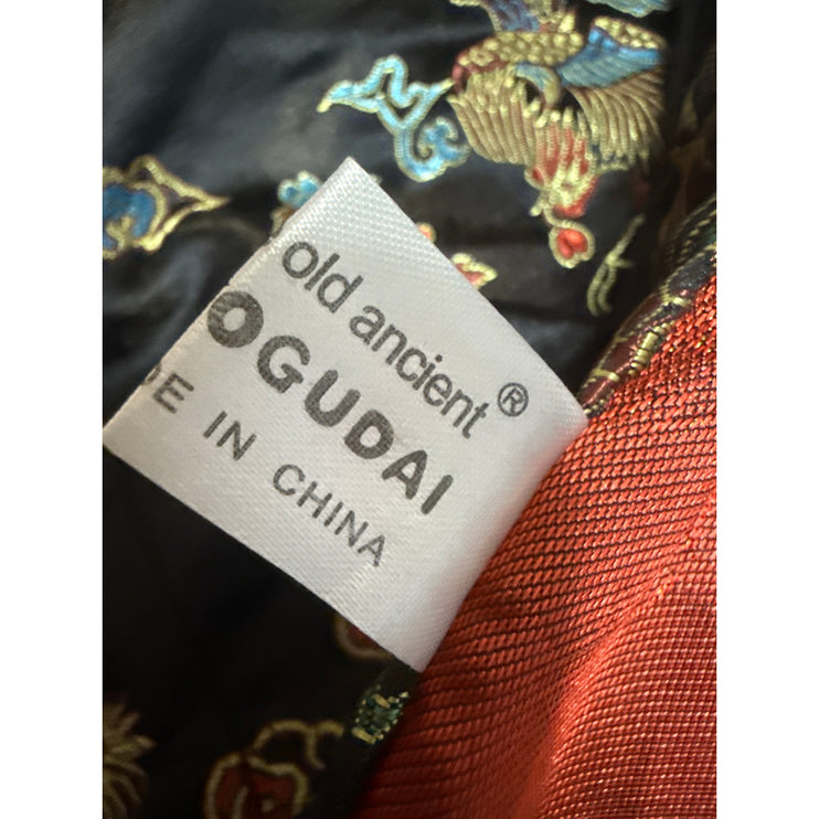Laogudai Black Cheongsam Qipao Chinese Short Sleeve 2-Piece Skirt Set Size S
