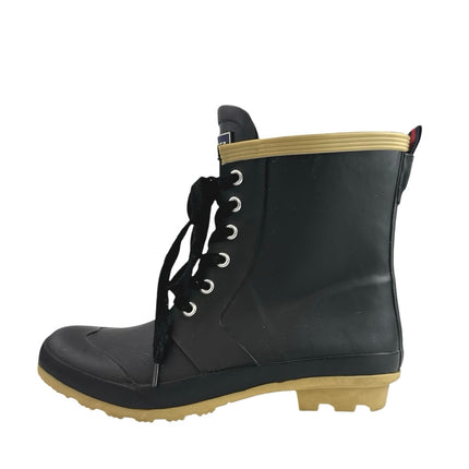 Tommy Hilfiger Renegade Women's Black Round Toe Lace Up Duck Rain Boots Size 7