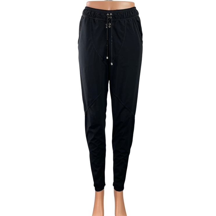 925 Fit Women's Black Drawstring Tapered Pocket Workout Athletic Pants Size S