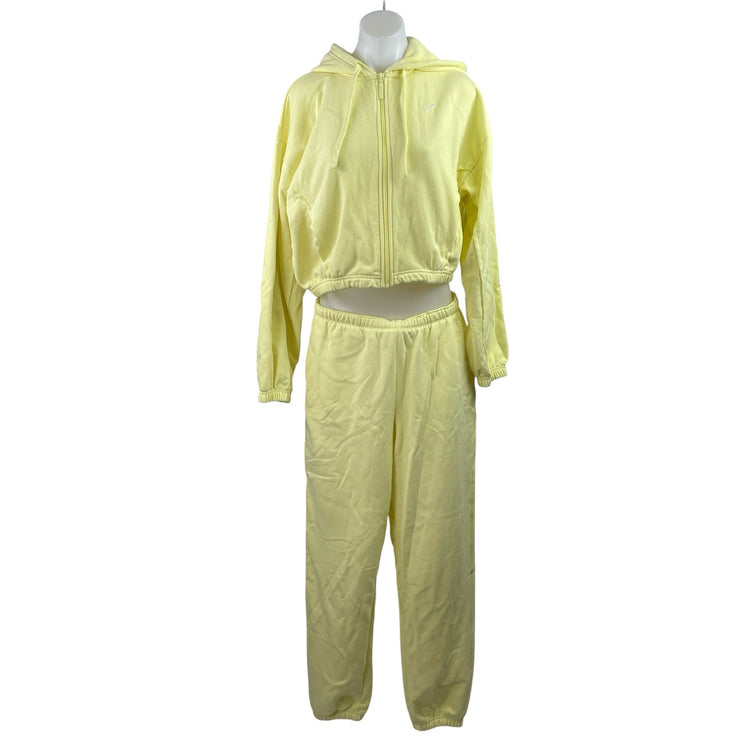 Gymshark Women's Yellow Activewear Hoodie Hooded & Jogger Lounge Pant Sets Sz M