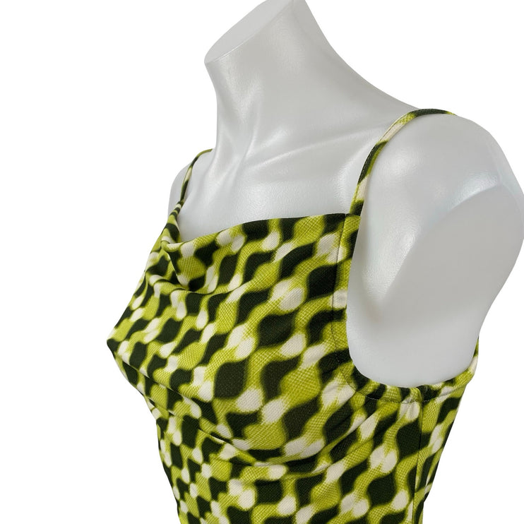 Silence + Noise Women Green Geometric Sleeveless Cowl Neck Cami Tank Top Size XS