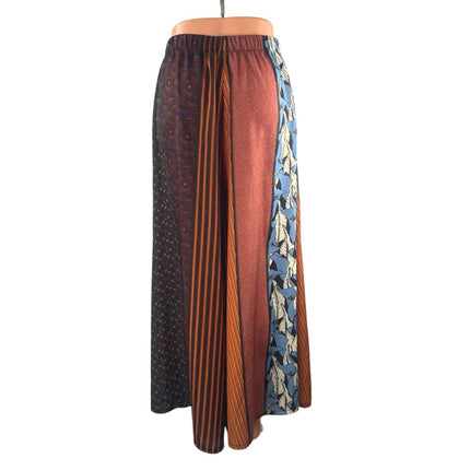 Dixie Multicolor Patchwork Colorblock Graphic High Waist Wide Leg Baggy Pants XS
