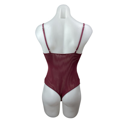 Free People Night Rhythm Red Sleeveless Sheer Cami Tank Corset Bodysuit Top Sz S