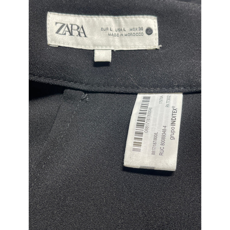 Zara Women's Black Pleated High Waisted Palazzo Wide Leg Trousers Dress Pants L