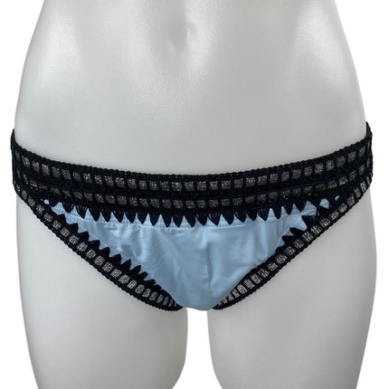 Bar III Be Weave It  Blue Silver Metallic Swimsuit Swimwear Bikini Bottom Size S