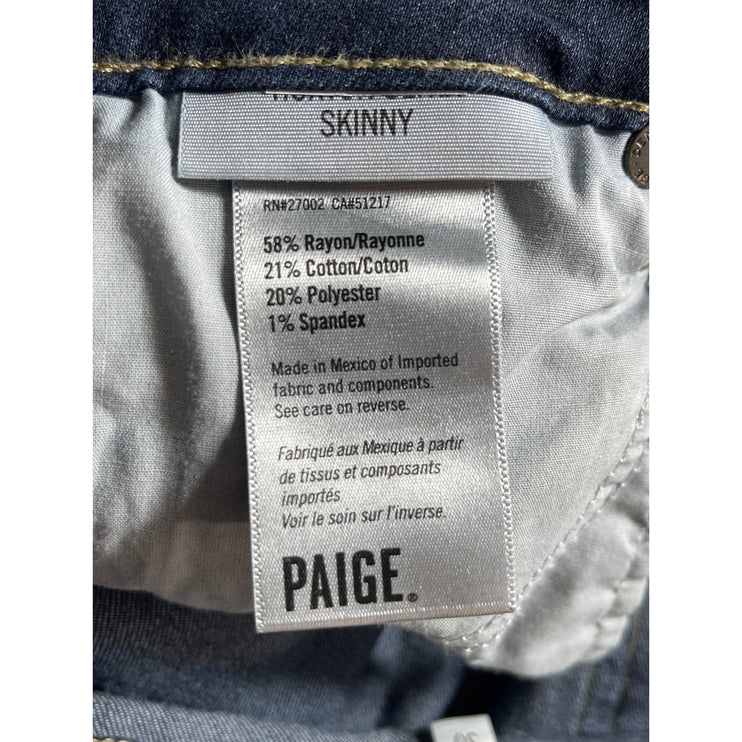 Paige Women's Blue Dark Wash High waisted Slim Fit Skinny Denim Jeans Pants 30