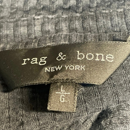 Rag & Bone Men's Blue Textured Short Sleeve Collared Button Down Shirt Top Sz L