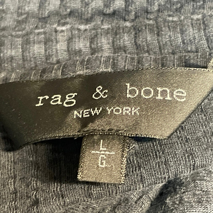 Rag & Bone Men's Blue Textured Short Sleeve Collared Button Down Shirt Top Sz L