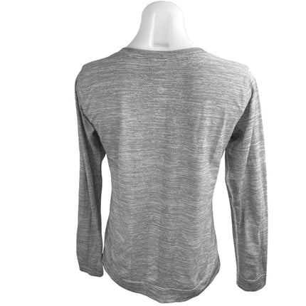 Lululemon Swiftly Tech Women Gray Striped Long Sleeve Athletic T Shirt Tee Top S