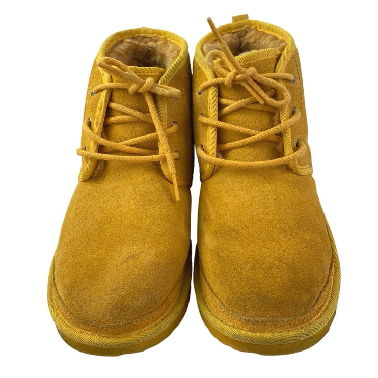 UGG Neumel II Women's Yellow Lace Up Suede Faux Shearling Chukka Boots Size 6