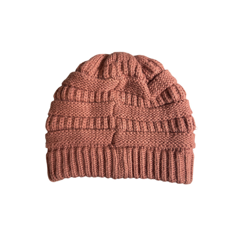 C.C Exclusives Women's Pink Coral Ribbed Knit Winter Bonnet Beanie Hat Cap OS