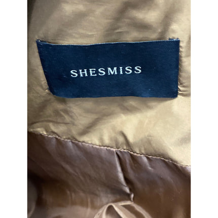 Shesmiss Quilted Shawl Collar Long Sleeve Hooded Puffer Parka Coat Jacket Size S