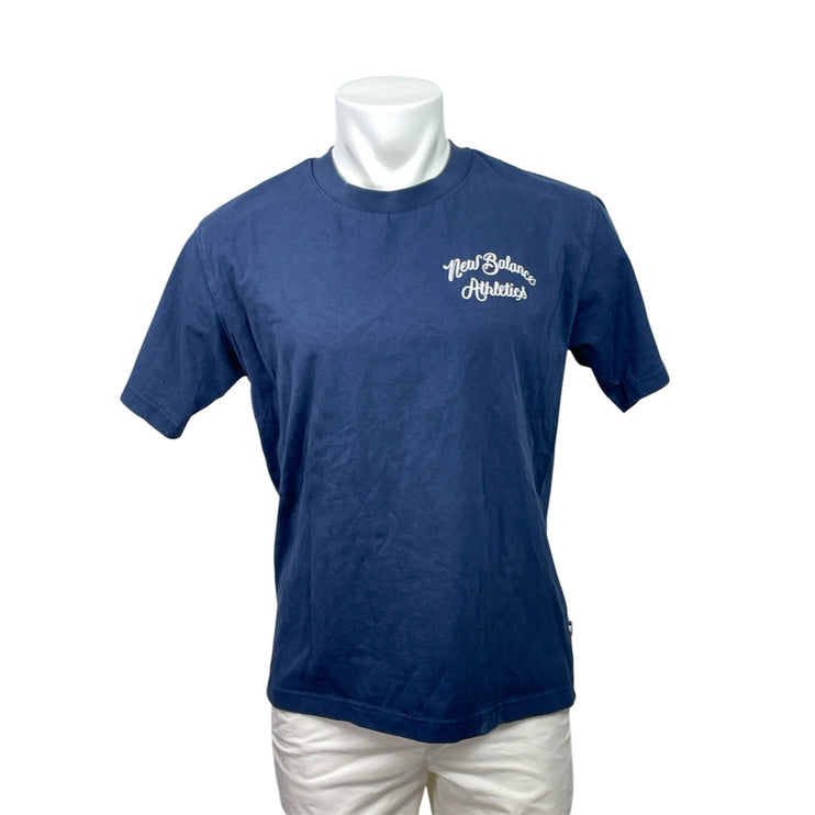 New Balance Mens Blue Short Sleeve Crew Neck Basic Casual T Shirt Tee Top Size M