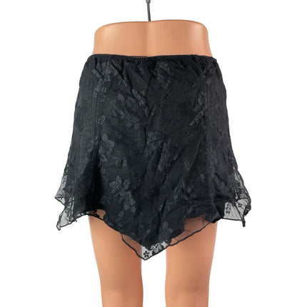 Urban Outfitters Women's Black Floral Lace Sheer Mesh Mini Flare A-Line Skirt M