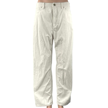 Ann Taylor Easy Straight White Corduroy High Waist Wide Leg Trousers Pants Sz 10