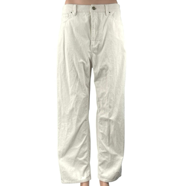 Ann Taylor Easy Straight White Corduroy High Waist Wide Leg Trousers Pants Sz 10