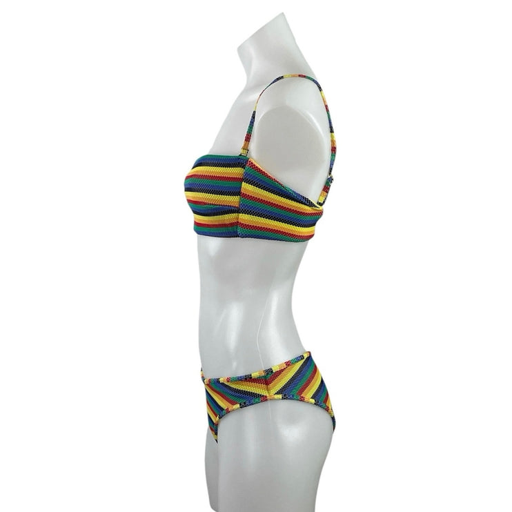 Montce Rainbow Pride Bandeau Tube Two Piece Bikini Swimsuit Swimwear Size M