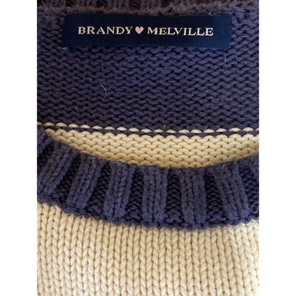 Brandy Melville Brianna Striped Crew Neck Long Sleeve Sweatshirt Sweater Top L