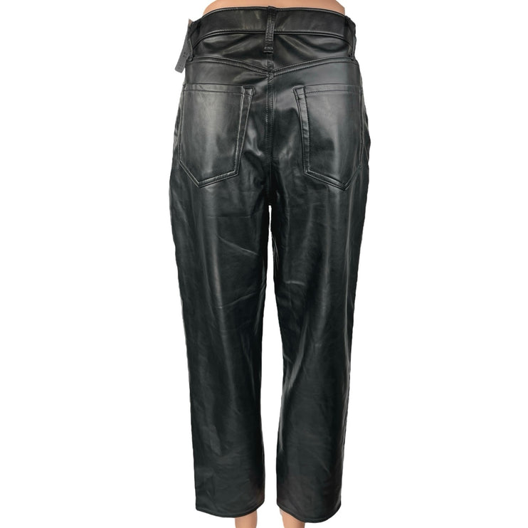 NEW Abercrombie & Fitch Faux Leather Ankle Straight Ultra High Rise Pants Size 6