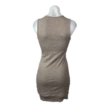 Kookai Beige Ribbed Knit Bustier Sleeveless Tank Crew Mini Bodycon Dress Size 1