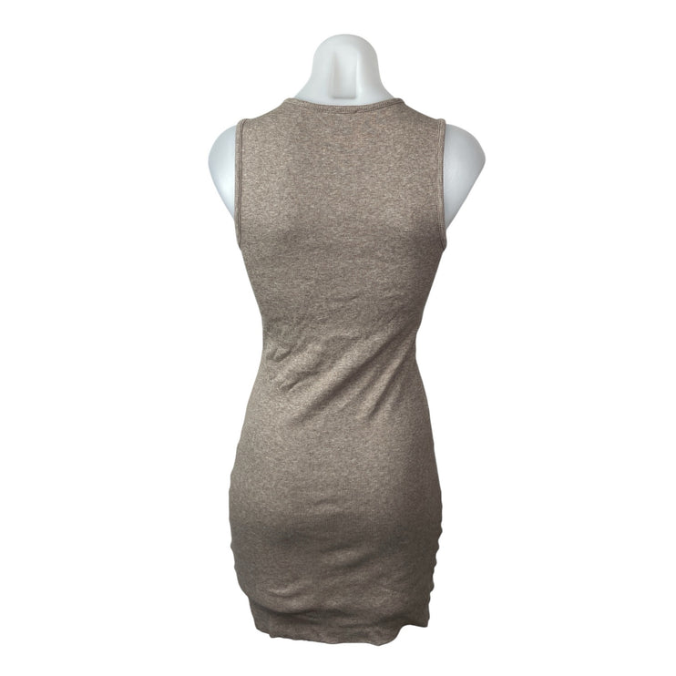 Kookai Beige Ribbed Knit Bustier Sleeveless Tank Crew Mini Bodycon Dress Size 1