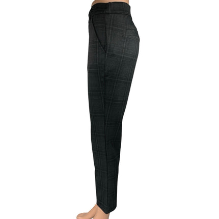 Wit & Wisdom Black Plaid Mid Rise Slim Straight Cropped Trouser Pants Size 2