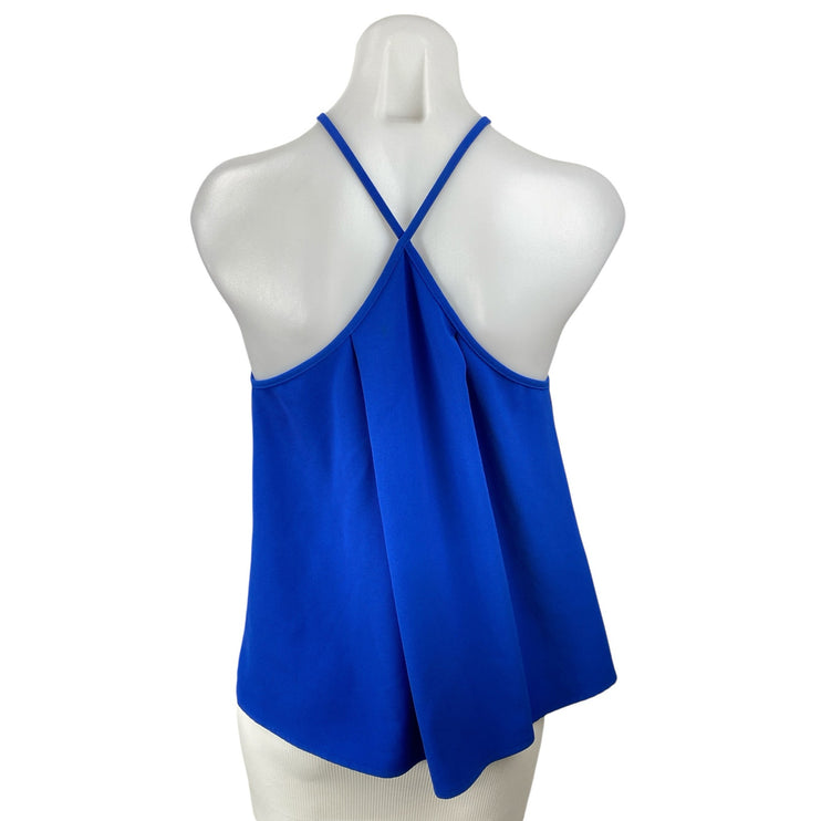 The Fifth Women's Blue High Neck Sleeveless Cutout Plunge Tank Blouse Top Size S