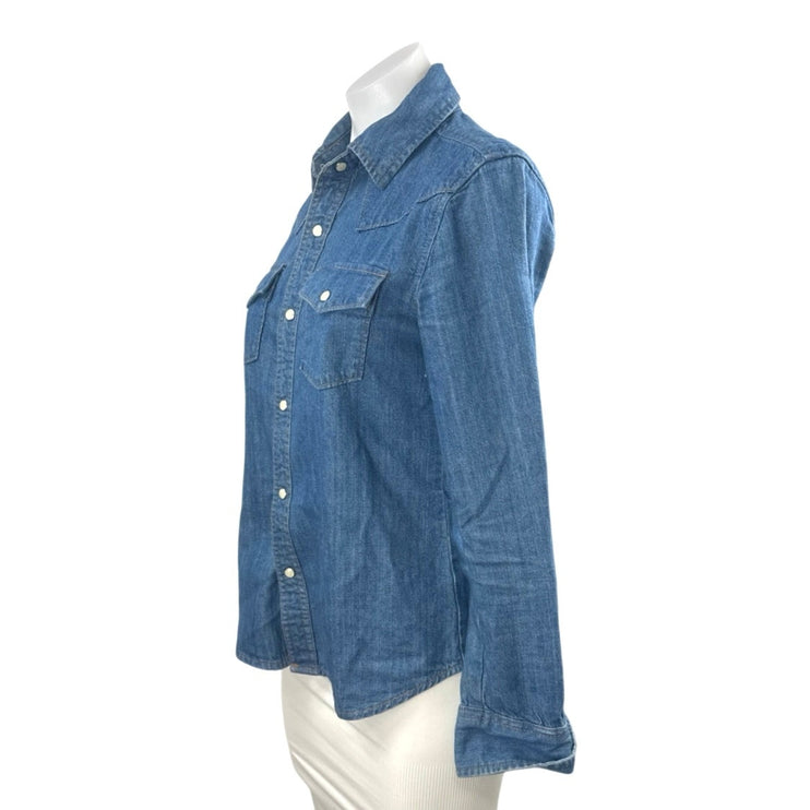 Aritzia Denim Forum Blue Long Sleeve Denim Jean Button Down Shirt Top Size XS