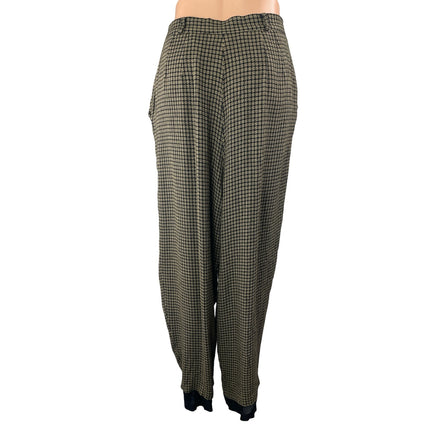 Chaus Multicolor Tweed Plaid Check Pleated Tapered Trousers Dress Pants Size 16