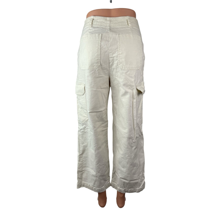 Z Supply Womens White High Rise Carrot Barrel Wide Leg Cargo Denim Jeans Pants S