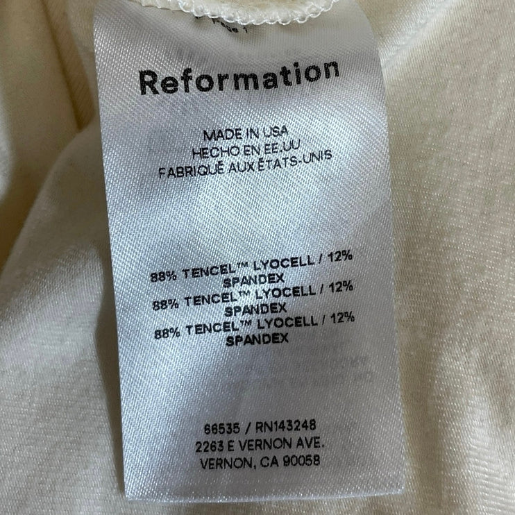 Reformation Idalia Cello Cream Draped Cowl Neck Sleeveless Tank Blouse Top Sz M