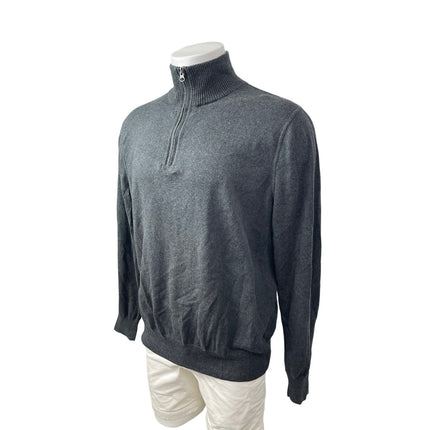 J.Crew Men's Gray Cashmere Quarter Zip Knit Long Sleeve Sweater Top Size XL