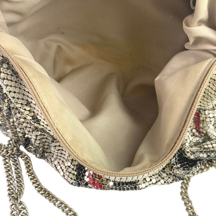 Women's Silver Metallic Mesh Chain Shoulder Evening Prom Purse Handbag OS