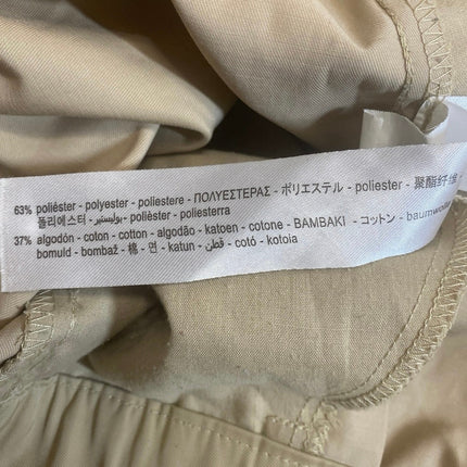Zara Women Beige High Rise Pleated Palazzo Wide Leg Trousers Chino Dress Pants S