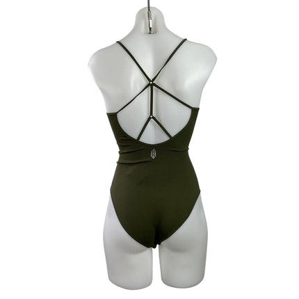 NEW Free People FP Movement Green Sleeveless Strappy One Piece Swimsuit Sz XS/S