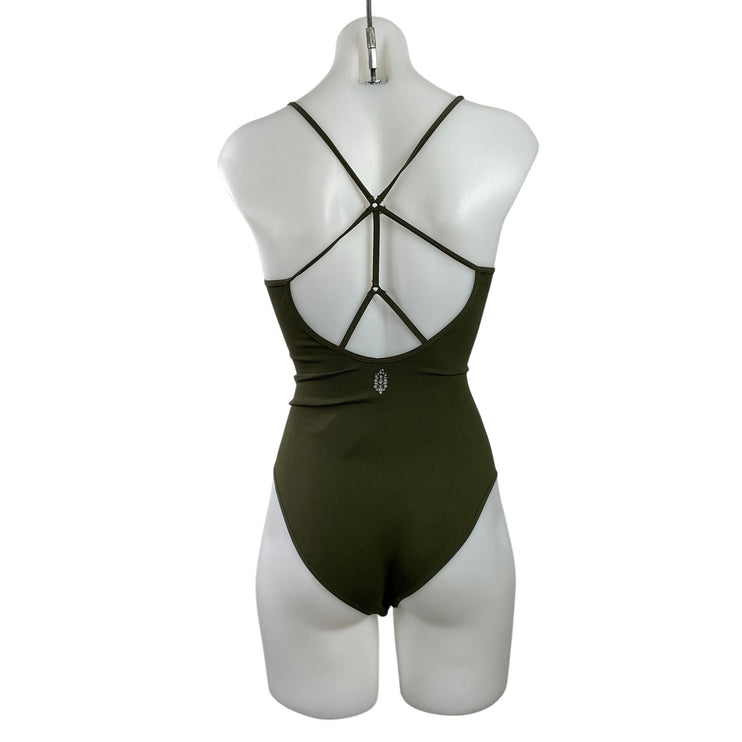 NEW Free People FP Movement Green Sleeveless Strappy One Piece Swimsuit Sz XS/S