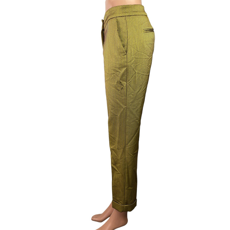 ETRO Green Pink Polka Dots Mid Rise Straight Skinny Trousers Dress Pants Size XS