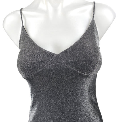 Honey Punch Silver Metallic Sleeveless Cami Camisole Tank Mini Slip Dress Sz S