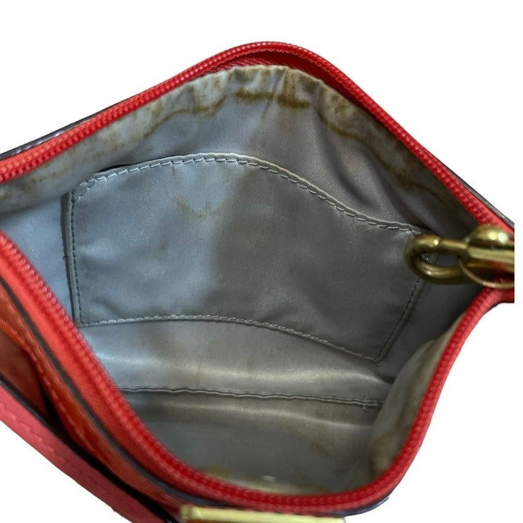 Coach Papaya Bright Orange Quilt Embossed Logo Monogram Pouch Wristlet OS