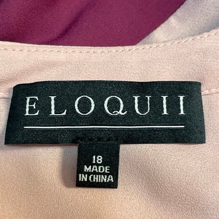 NEW Eloqui Women's Color Block Cut Out Choker V Neck Long Sleeve Blouse Top 18