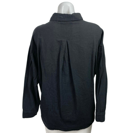 Topshop Womens Black Oversized Relaxed Long Sleeve Boyfriend Button Down Shirt 2