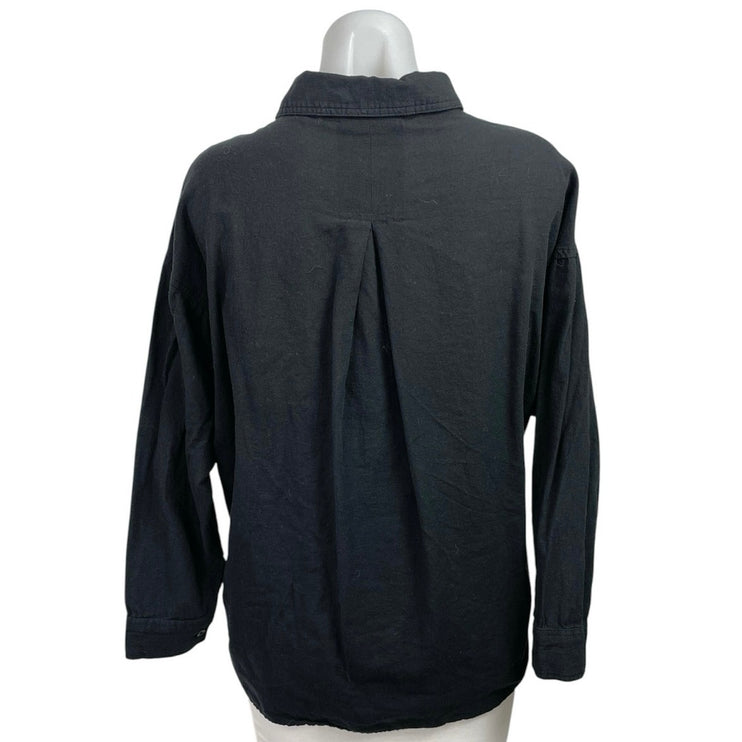 Topshop Womens Black Oversized Relaxed Long Sleeve Boyfriend Button Down Shirt 2