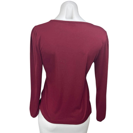 J.Crew Women's Red Long Sleeve V-Neck Casual Pullover Blouse T Shirt Tee Top S