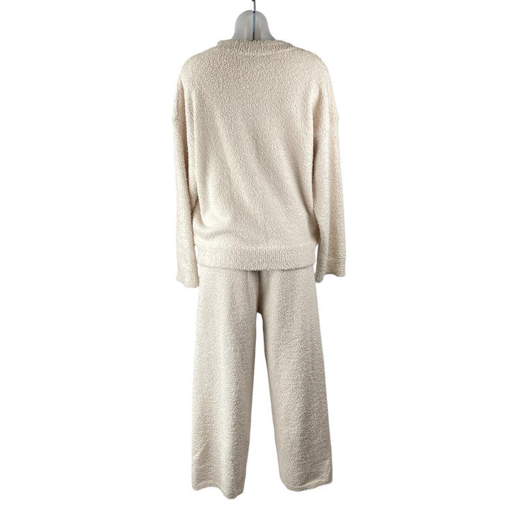 PrettyGarden Women's Fuzzy Sweater Wide Leg Pants Lounge Pajama Sleepwear Set S