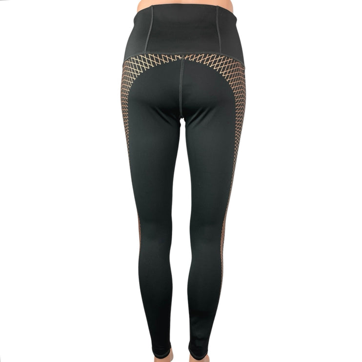 Puma Everyday Graphic Black Metallic Bronze Workout Training Tights Leggings S