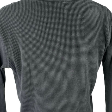 Urban Outfitters Men's Black Dark Gray Waffle Knit Long Sleeve Thermal Tee Top L