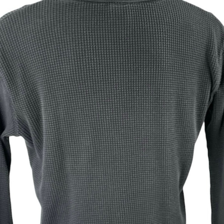 Urban Outfitters Men's Black Dark Gray Waffle Knit Long Sleeve Thermal Tee Top L