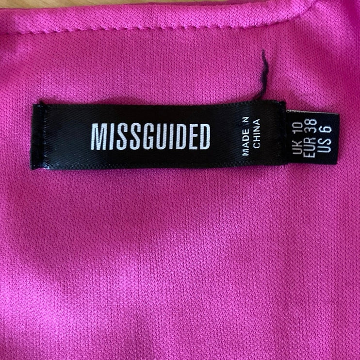 Missguided Pink Satin Square Neck Zip Up Strap Cropped Corset Tank Top Size 6